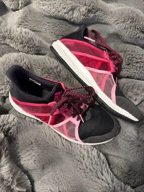 Adidas EUC lux pink black womens sneakers size 6  lightweight bounce cloudfoam